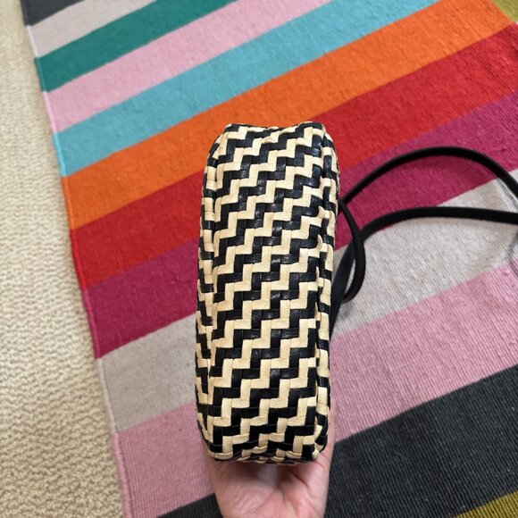 Clare V Midi Sac in Woven Black/Cream - Picture 6 of 9